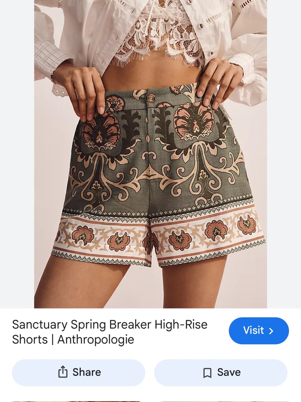 Sanctuary Green and Pink High-Waist Printed Shorts - Picture 9 of 11